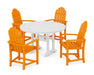 POLYWOOD Classic Adirondack 5-Piece Round Dining Set with Trestle Legs in Tangerine / White image