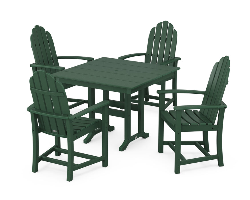 POLYWOOD Classic Adirondack 5-Piece Farmhouse Dining Set in Green