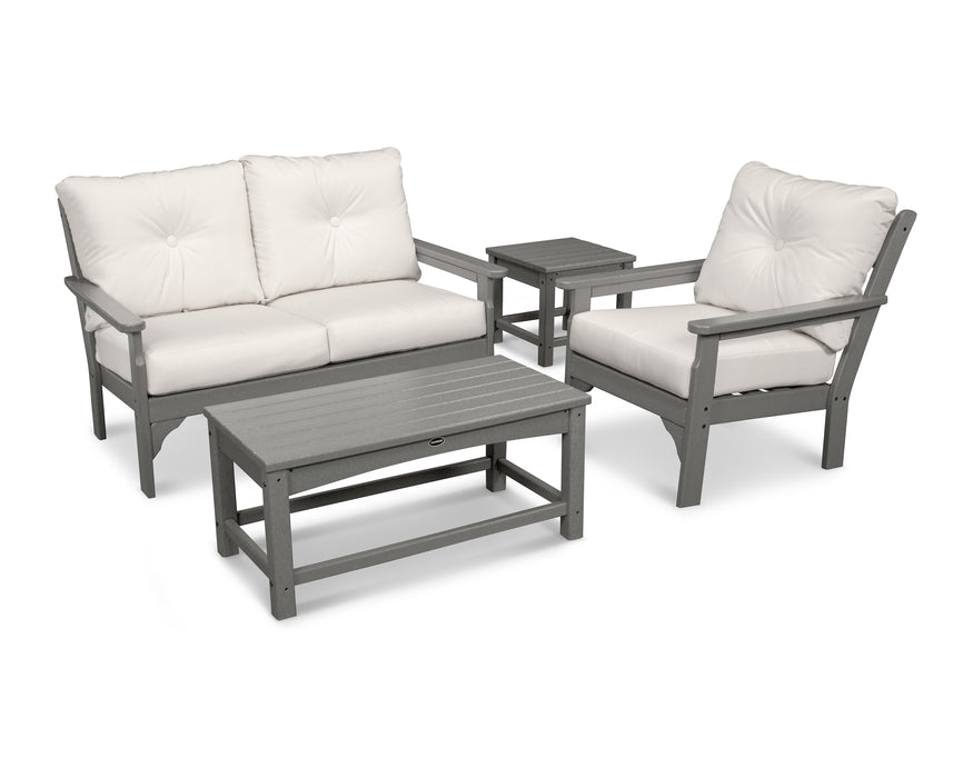 POLYWOOD Vineyard 4 Piece Deep Seating Set in Slate Grey / Bird's Eye