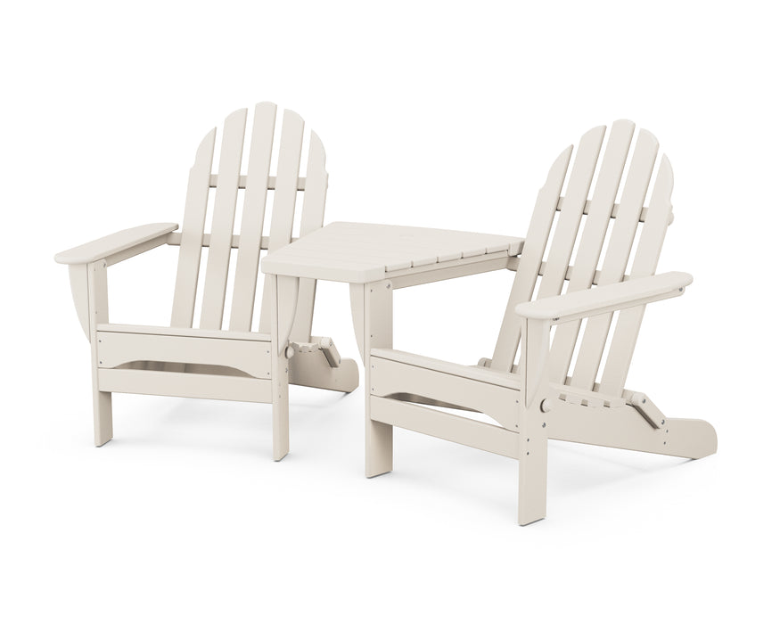 POLYWOOD Classic Folding Adirondacks with Angled Connecting Table in Sand