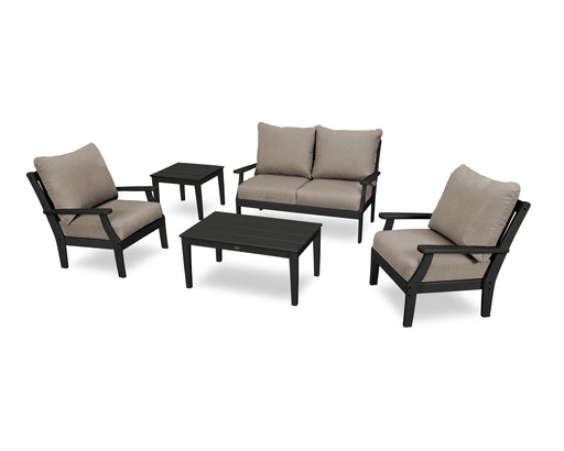 POLYWOOD Braxton 5-Piece Deep Seating Set in Black / Sancy Shale image