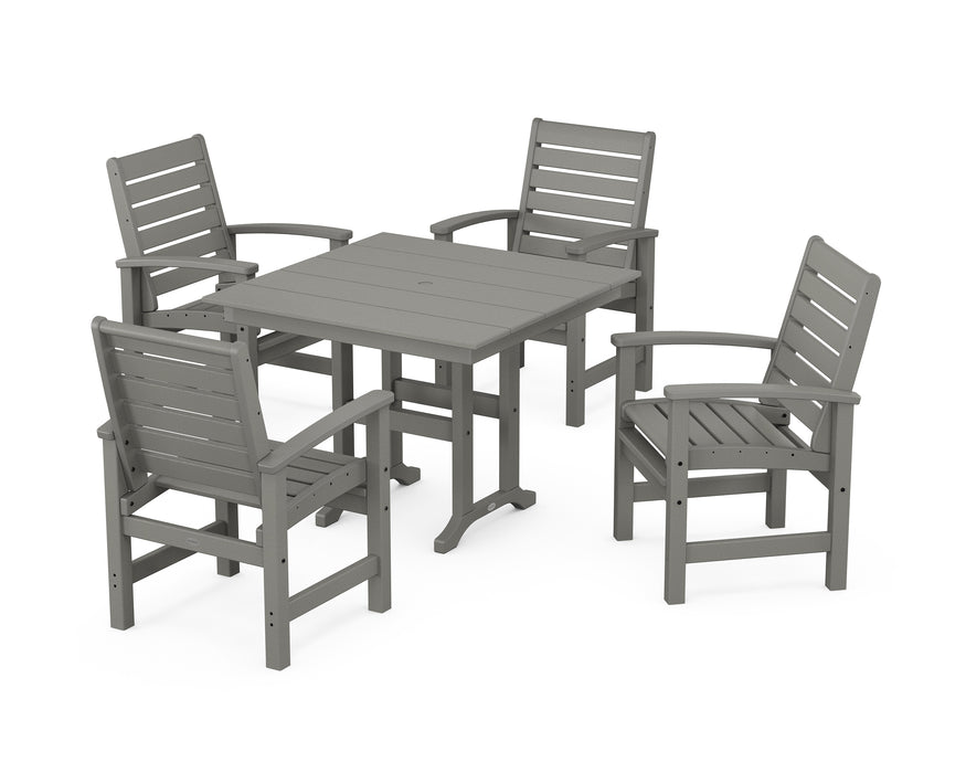 POLYWOOD Signature 5-Piece Farmhouse Dining Set in Slate Grey image