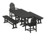 POLYWOOD Classic Adirondack 5-Piece Farmhouse Dining Set with Benches in Black image