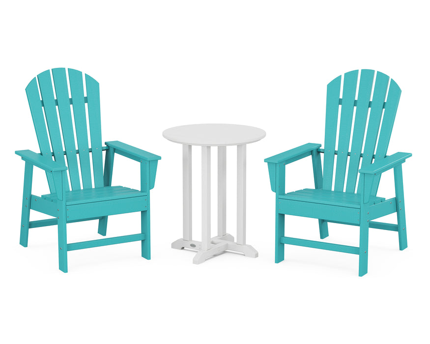 POLYWOOD South Beach 3-Piece Round Farmhouse Dining Set in Aruba