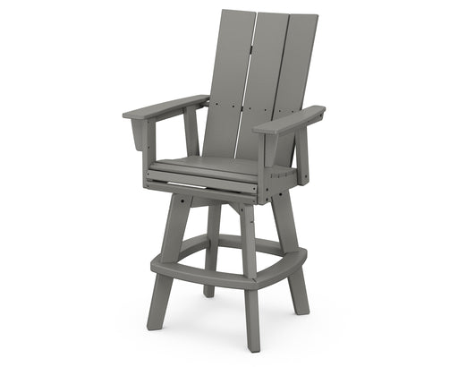 POLYWOOD Modern Curveback Adirondack Swivel Bar Chair in Slate Grey image