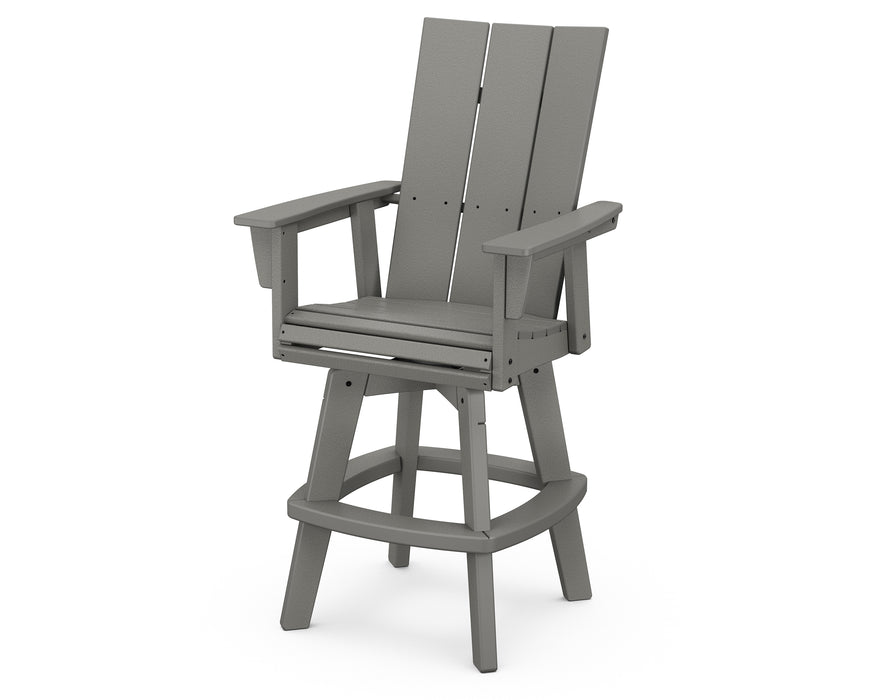 POLYWOOD Modern Curveback Adirondack Swivel Bar Chair in Slate Grey image