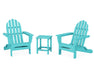 POLYWOOD Classic Folding Adirondack 3-Piece Set with Long Island 18" Side Table in Aruba image