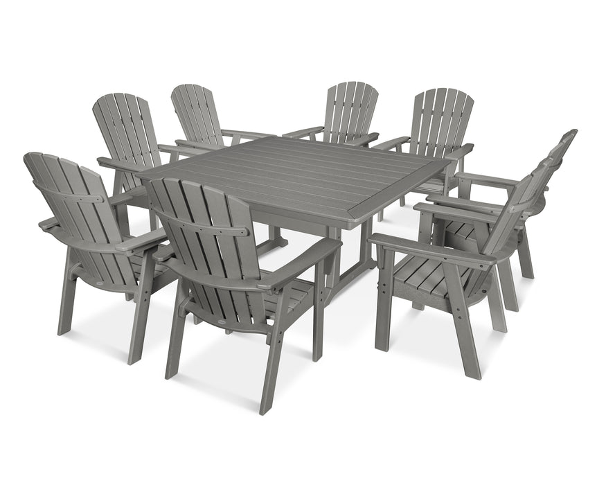 POLYWOOD Nautical Adirondack 9-Piece Trestle Dining Set in Slate Grey image