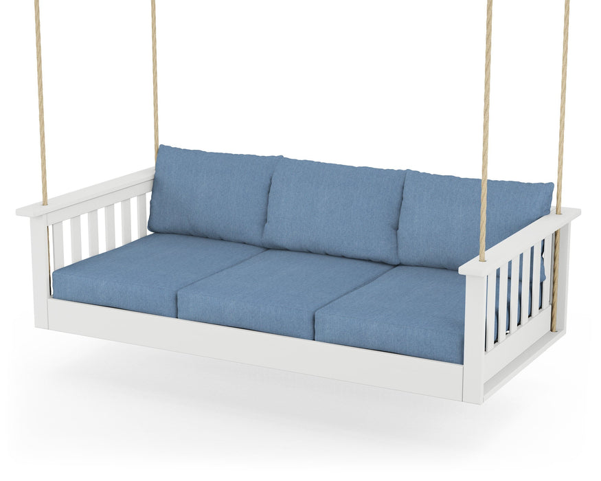 POLYWOOD Vineyard Daybed Swing in White / Sky Blue