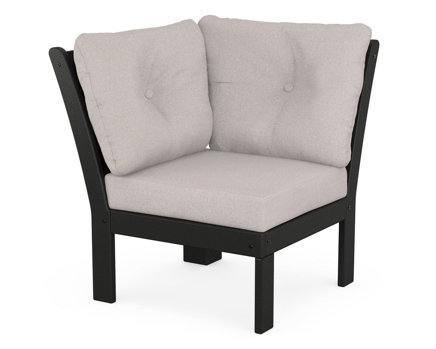 POLYWOOD Vineyard Modular Corner Chair in Black / Dune Burlap