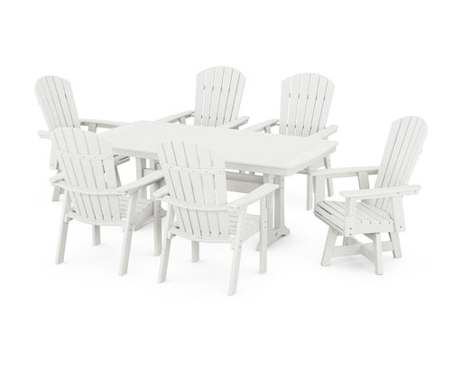 POLYWOOD Nautical 7-Piece Trestle Swivel Dining Set in Vintage White image