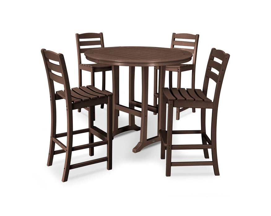 POLYWOOD La Casa Cafe 5-Piece Side Chair Bar Dining Set in Mahogany image