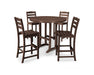 POLYWOOD La Casa Cafe 5-Piece Side Chair Bar Dining Set in Mahogany image