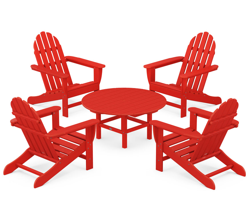 POLYWOOD Classic Adirondack 5-Piece Conversation Set in Sunset Red image