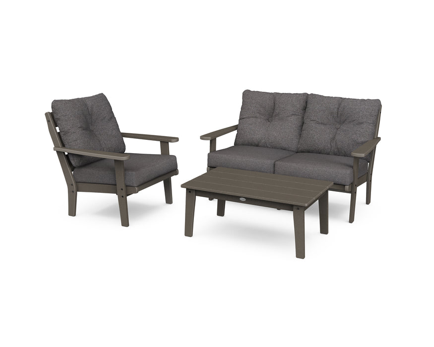 POLYWOOD Lakeside 3-Piece Deep Seating Set in Vintage Coffee / Ash Charcoal