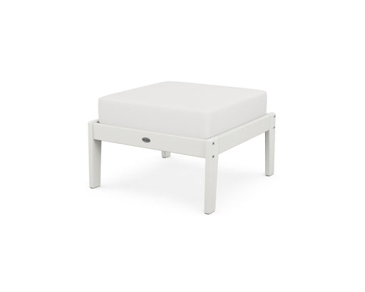 POLYWOOD Lakeside Deep Seating Ottoman in Vintage White / Natural Linen image