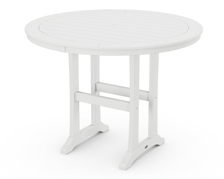 POLYWOOD Nautical Trestle 48" Round Counter Table in White