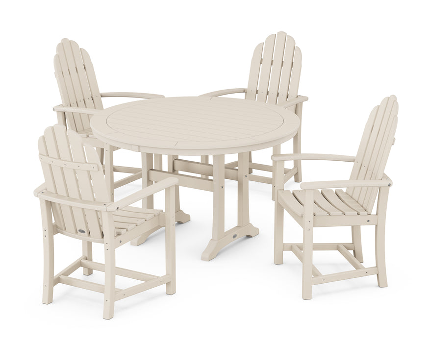 POLYWOOD Classic Adirondack 5-Piece Round Dining Set with Trestle Legs in Sand image