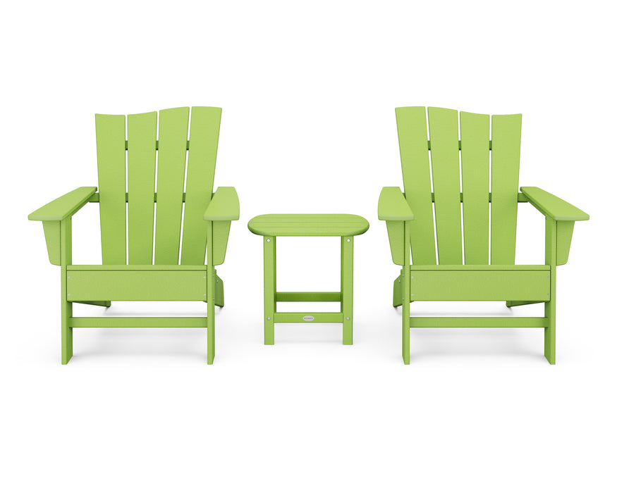 POLYWOOD Wave 3-Piece Adirondack Chair Set in Lime