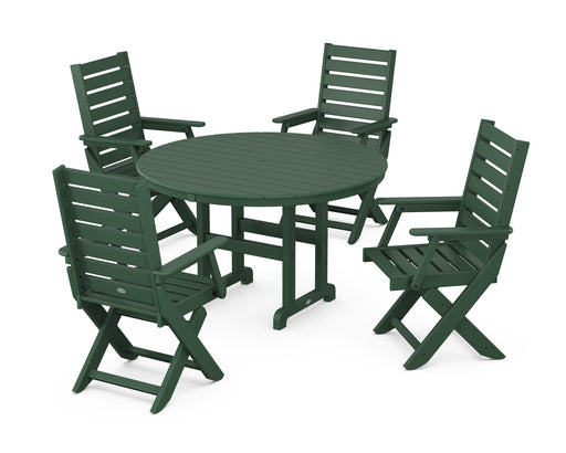 POLYWOOD Captain 5-Piece Round Dining Set in Green image