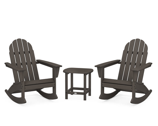 POLYWOOD Vineyard 3-Piece Adirondack Rocking Chair Set with South Beach 18" Side Table in Vintage Coffee image