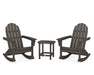 POLYWOOD Vineyard 3-Piece Adirondack Rocking Chair Set with South Beach 18" Side Table in Vintage Coffee image