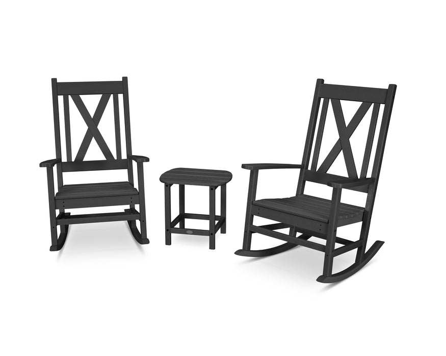 POLYWOOD Braxton 3-Piece Porch Rocking Chair Set in Black image