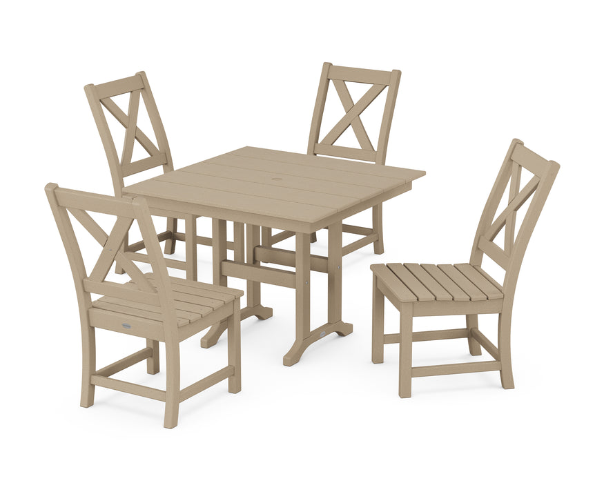 POLYWOOD Braxton Side Chair 5-Piece Farmhouse Dining Set in Vintage Sahara image