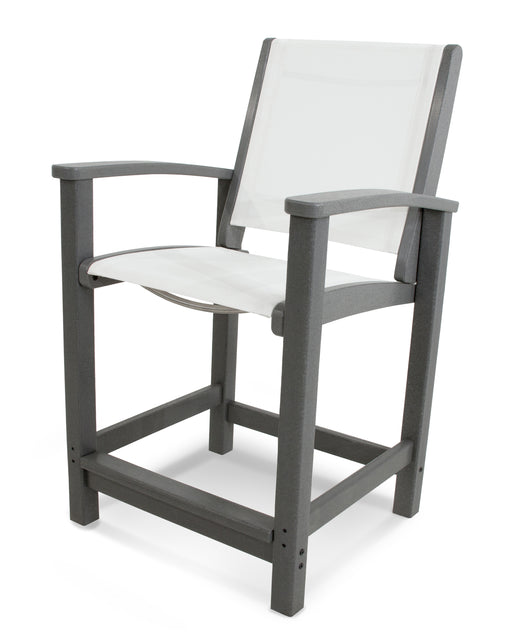 POLYWOOD Coastal Counter Chair in Slate Grey / White Sling image