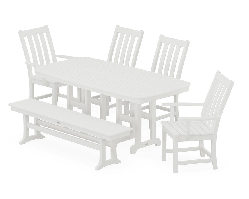 POLYWOOD Vineyard 6-Piece Dining Set with Bench in Vintage White