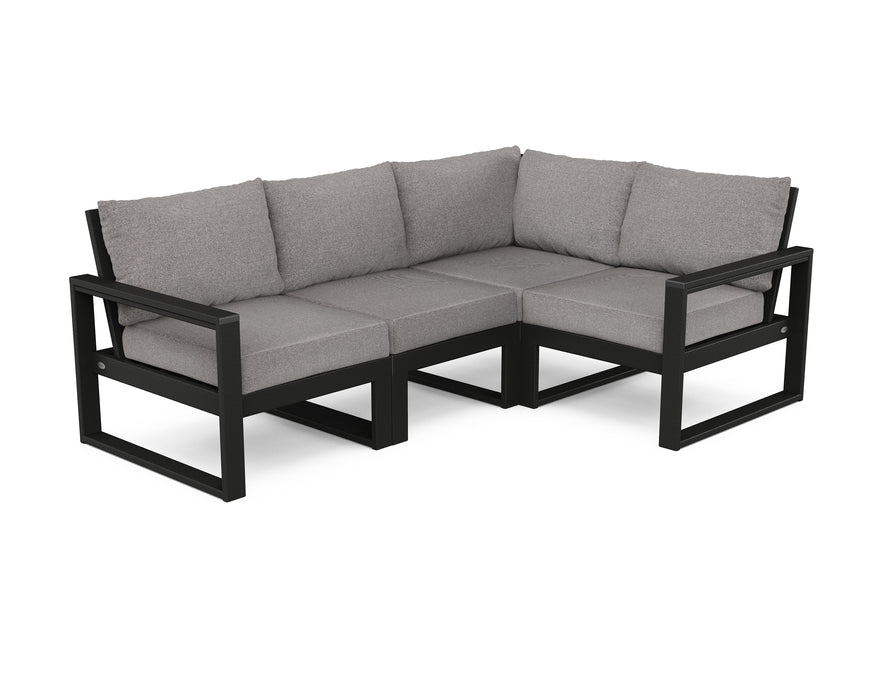 POLYWOOD EDGE 4-Piece Modular Deep Seating Set in Black / Grey Mist image