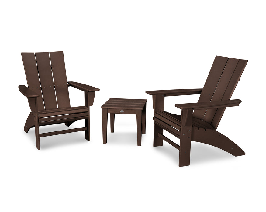 POLYWOOD Modern 3-Piece Curveback  Adirondack Set in Mahogany image