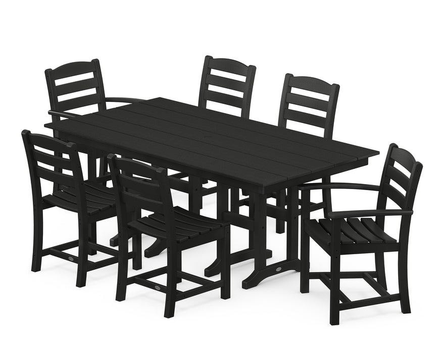 POLYWOOD La Casa Cafe 7-Piece Farmhouse Dining Set in Black