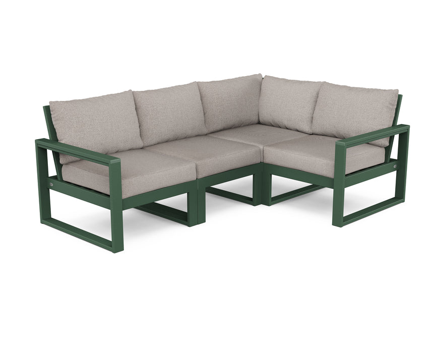 POLYWOOD EDGE 4-Piece Modular Deep Seating Set in Green / Weathered Tweed image