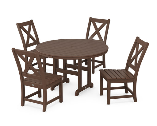 POLYWOOD Braxton Side Chair 5-Piece Round Dining Set in Mahogany image