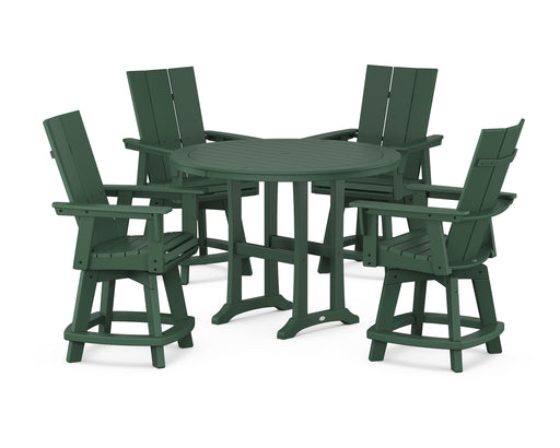 POLYWOOD 5-Piece Modern Swivel Counter Set in Green image