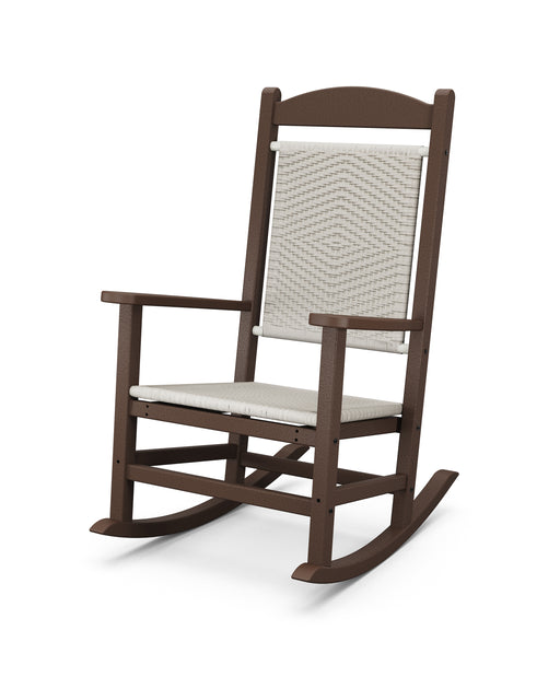 POLYWOOD Presidential Woven Rocking Chair in Mahogany / White Loom image