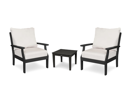 POLYWOOD Braxton 3-Piece Deep Seating Set in Black / Bird's Eye image