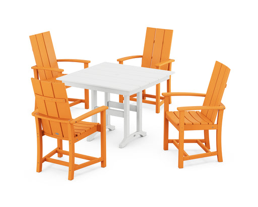 POLYWOOD Modern Adirondack 5-Piece Farmhouse Dining Set in Tangerine image