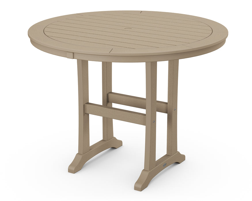 POLYWOOD Nautical Trestle 48" Round Counter Table in Vintage Sahara image