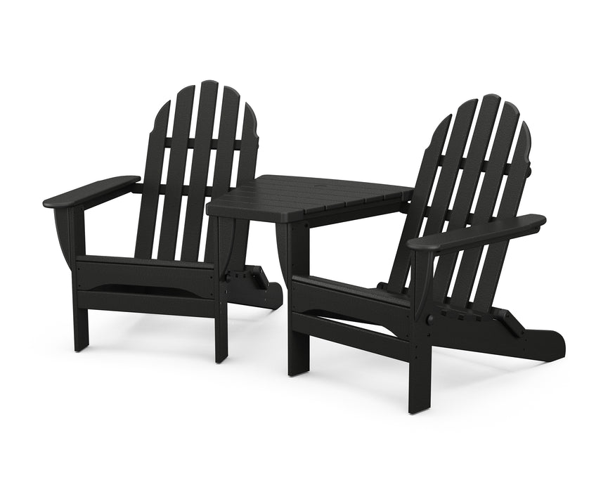 POLYWOOD Classic Folding Adirondacks with Angled Connecting Table in Black