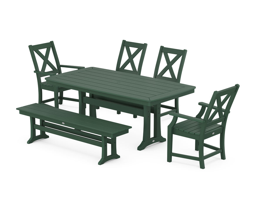 POLYWOOD Braxton 6-Piece Dining Set with Trestle Legs in Green