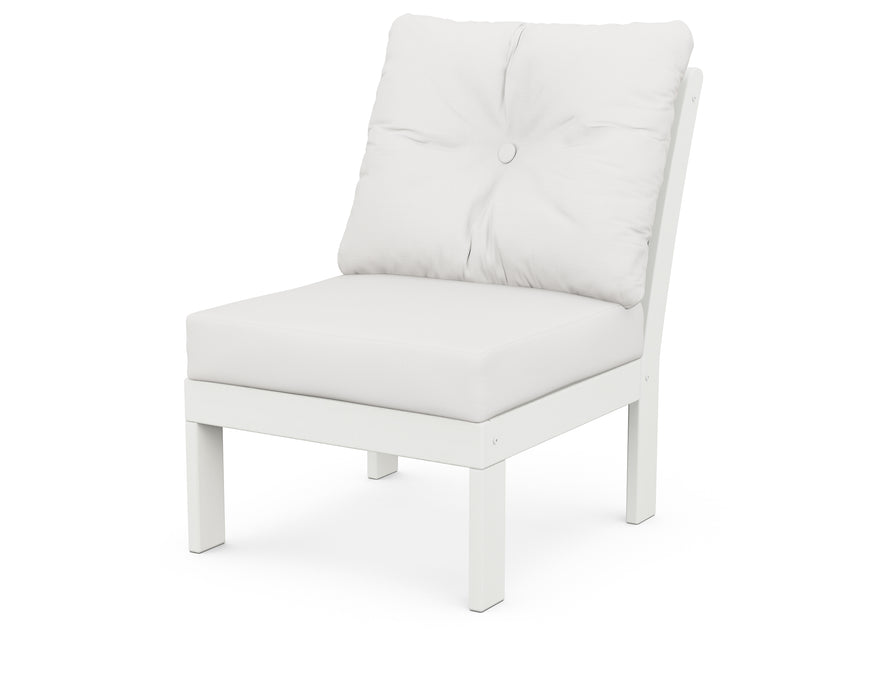 POLYWOOD Vineyard Modular Armless Chair in Vintage White / Natural Linen