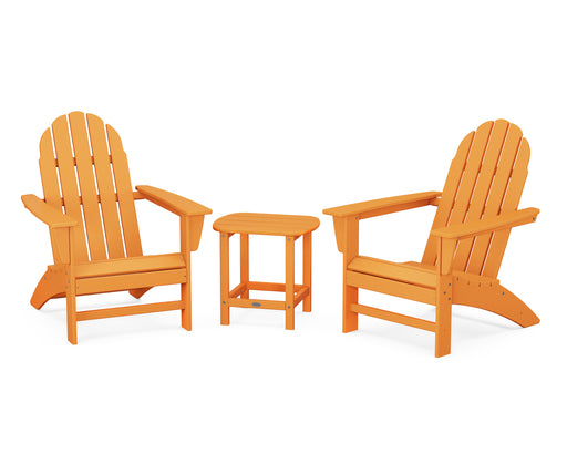 POLYWOOD Vineyard 3-Piece Adirondack Set with South Beach 18" Side Table in Tangerine image