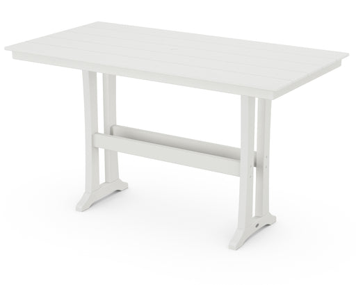 POLYWOOD Farmhouse Trestle 37" x 72" Bar Table in Vintage White image