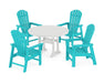 POLYWOOD South Beach 5-Piece Round Dining Set with Trestle Legs in Aruba / White image