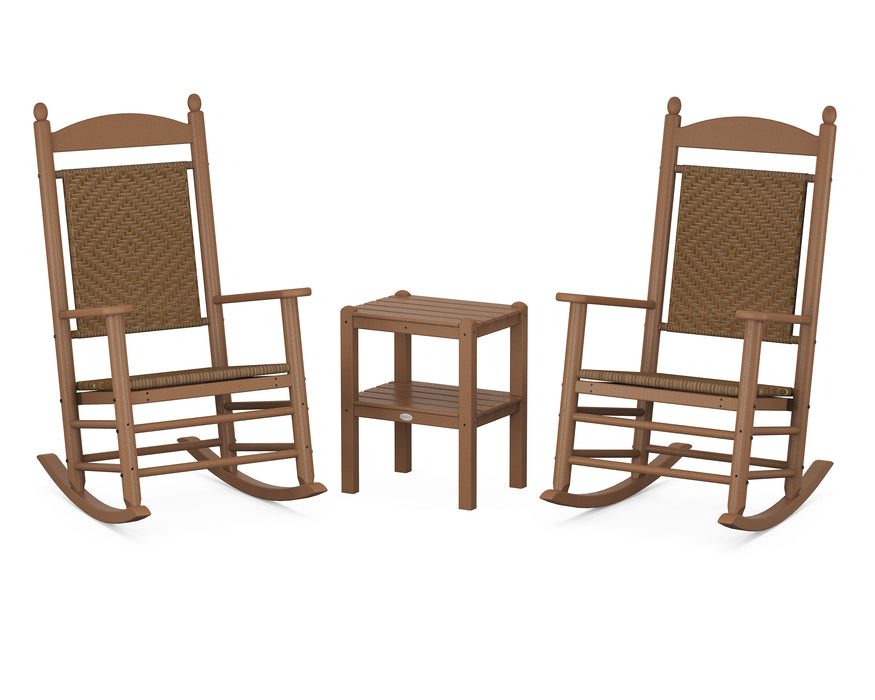 POLYWOOD Jefferson 3-Piece Woven Rocker Set in Teak / Tigerwood image