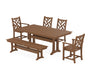 POLYWOOD Chippendale 6-Piece Farmhouse Dining Set With Trestle Legs in Teak image