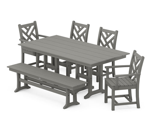 POLYWOOD Chippendale 6-Piece Farmhouse Dining Set in Slate Grey image