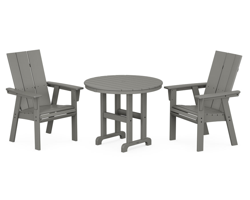 POLYWOOD Modern Adirondack 3-Piece Round Dining Set in Slate Grey